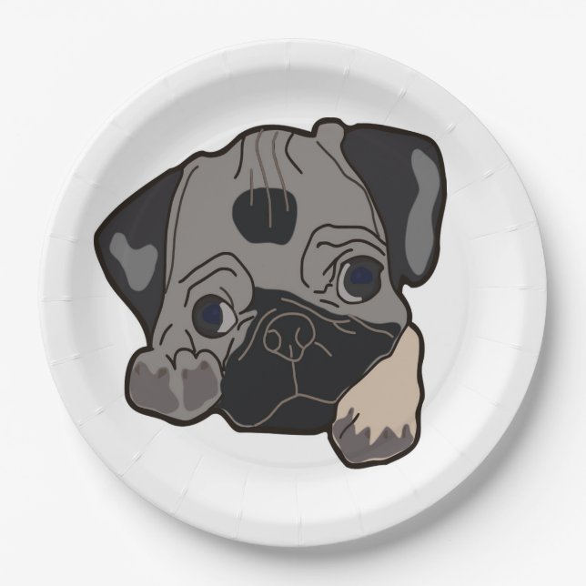 PUG PUPPY PAPER PLATE (Front)