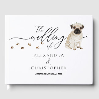 Pug puppy pet Wedding Calligraphy Guest Book
