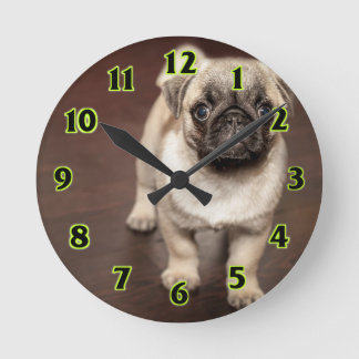 Pug Puppy Round Clock