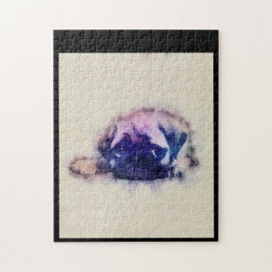 Pug Puppy Sketch Pug Dog Lovers Gift Jigsaw Puzzle