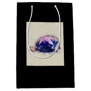 Pug Puppy Sketch Pug Dog Lovers Gift Medium Gift Bag