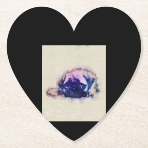 Pug Puppy Sketch Pug Dog Lovers Gift Paper Coaster