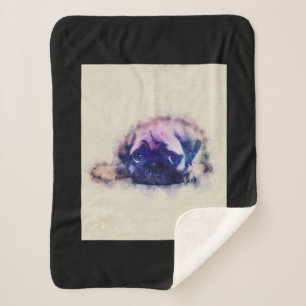 Pug Puppy Sketch Pug Dog Lovers Gift Sherpa Blanket
