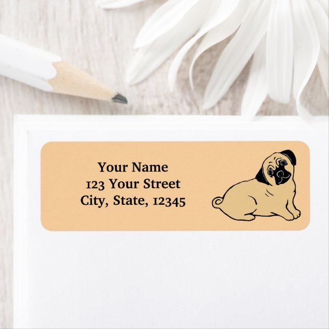 Pug Puppy Warm Beige Return Address Labels (Insitu)