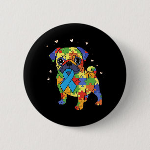 Pug Puzzle Autism Awareness Autistic Dog Womens Me 6 Cm Round Badge