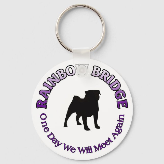 PUG RAINBOW BRIDGE SYMPATHY KECHAIN KEY RING (Front)