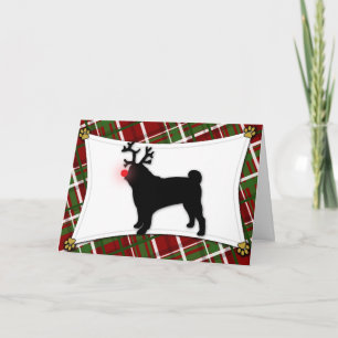 Pug Reindeer Christmas Card