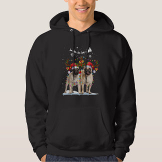 Pug Reindeer Santa Hat Xmas Lights Christmas Xmas Hoodie