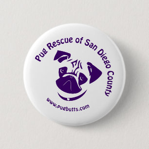 Pug Rescue Logo Purple 6 Cm Round Badge