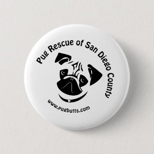 Pug Rescue of San Diego County Logo 6 Cm Round Badge
