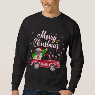 Pug Retriever Rides Red Truck Christmas Pajama Sweatshirt