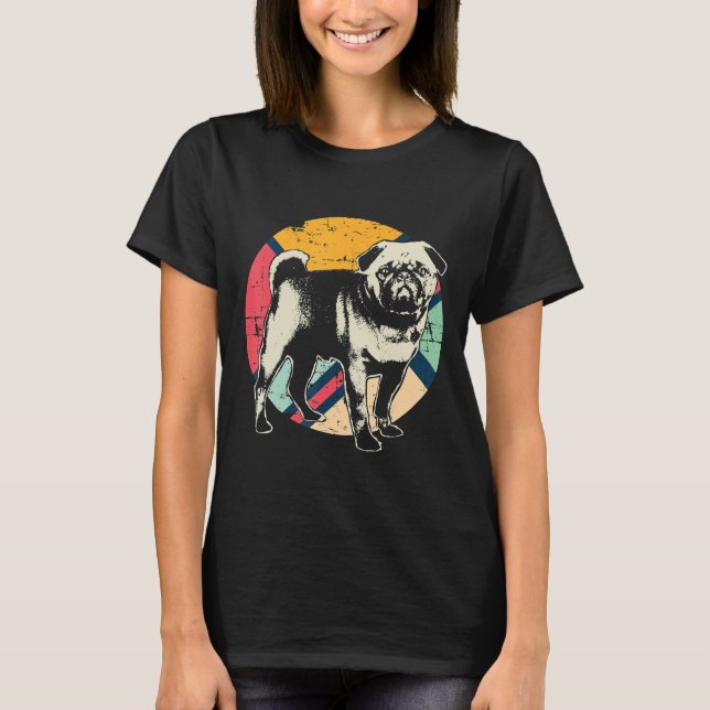 Pug Retro Style Gift Idea T-Shirt (Front)