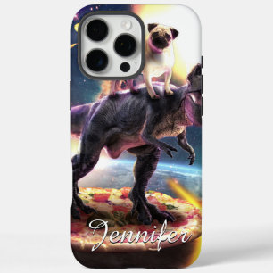 Pug riding dinosaur unicorn in space               iPhone 16 pro max case
