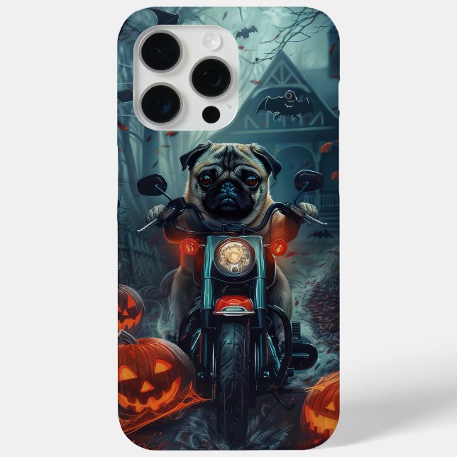 Pug Riding Motorcycle Halloween Scary Case-Mate iPhone Case (Back)