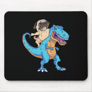 Pug Riding T-rex Surfing Dinosaur Funny Dog Lover  Mouse Mat
