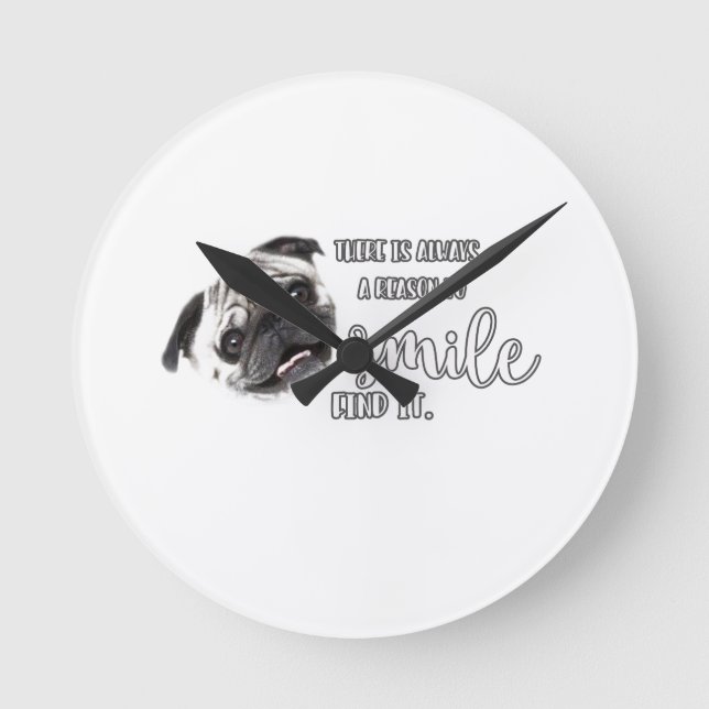 Pug Round Clock (Front)