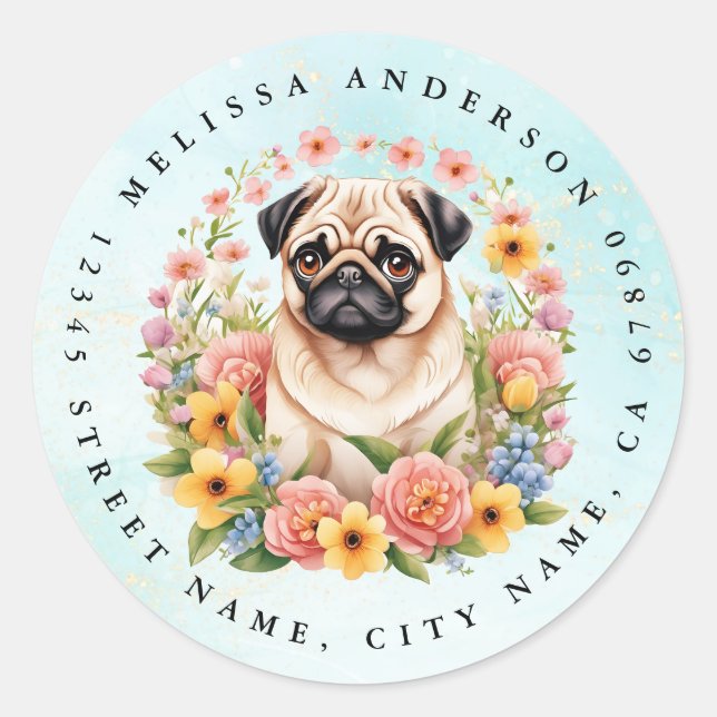 Pug Round Stickers (Front)