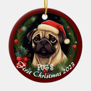 Pug’s First Christmas Ceramic Tree Decoration