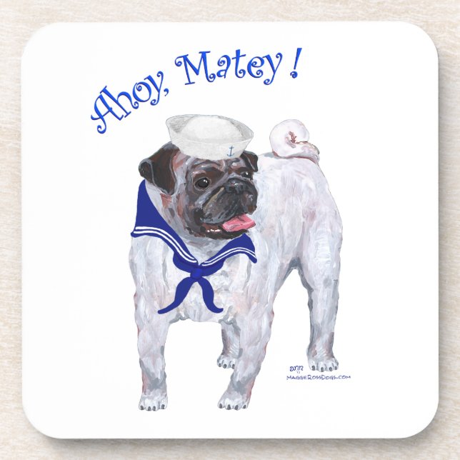 Pug Sailor Coaster (Front)