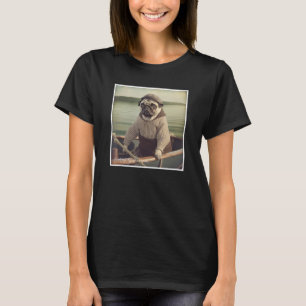 Pug Sailor Fishing Vintage Graphic T-Shirt