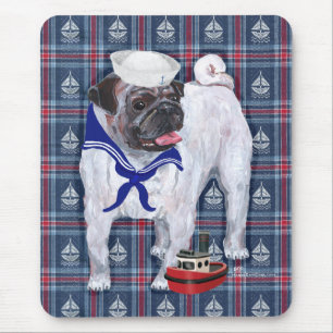 Pug Sailor Mouse Mat