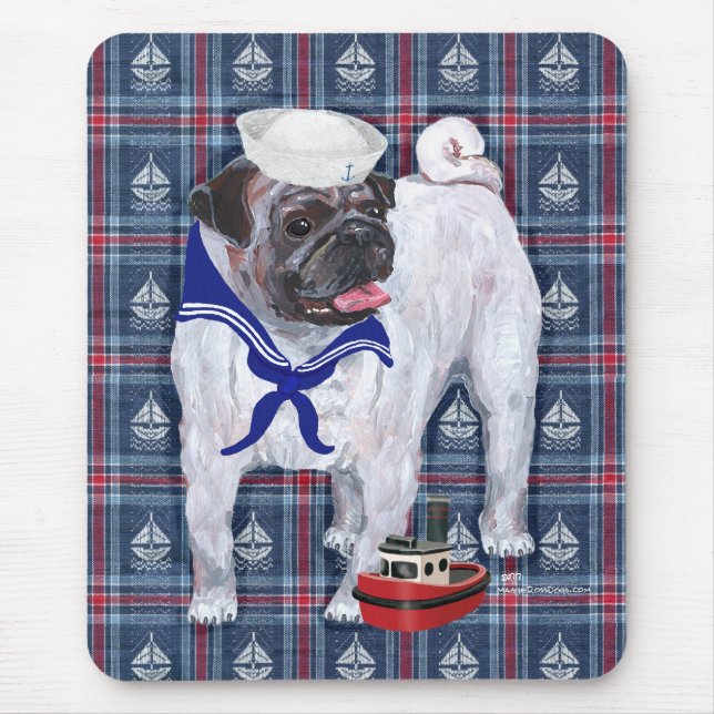 Pug Sailor Mouse Mat (Front)