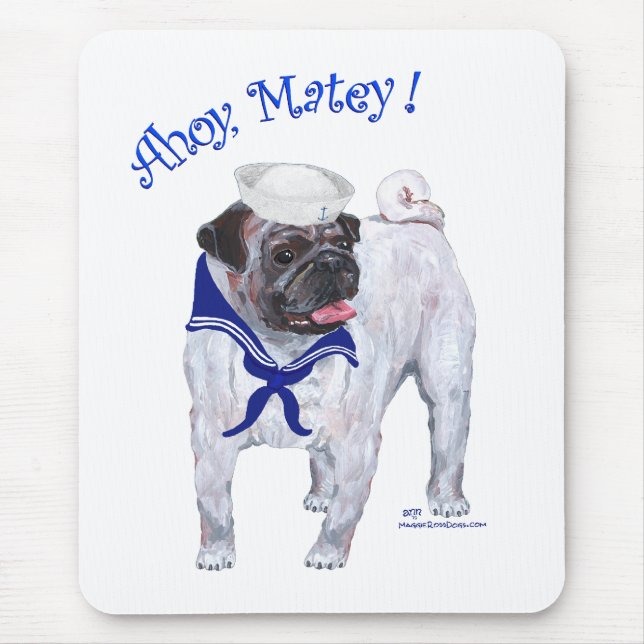 Pug Sailor Mouse Mat (Front)