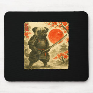 Pug Samurai Japanese Warrior Costume Sumi-e Art Fu Mouse Mat