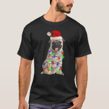 Pug Santa Christmas Light T-shirt
