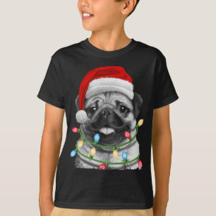 Pug Santa Christmas Tree Lights Xmas Pugmas Dog Do T-Shirt