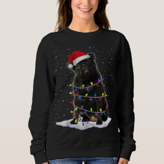 Pug Santa Christmas Tree Lights Xmas Sweatshirt
