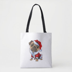 Pug Santa Costume Christmas Pajama Cute Dog Puppy  Tote Bag