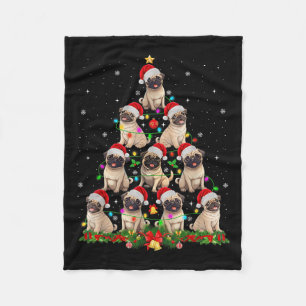 Pug Santa Hat Christmas Tree Lights Xmas Pugmas Do Fleece Blanket