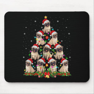 Pug Santa Hat Christmas Tree Lights Xmas Pugmas Do Mouse Mat