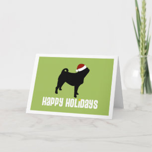 Pug Santa Hat Holiday Card