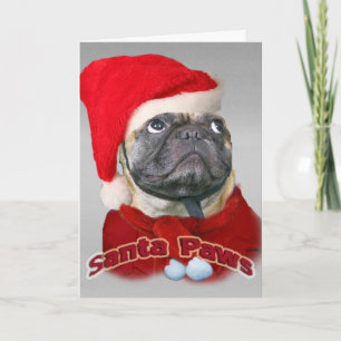 Pug Santa Paws card