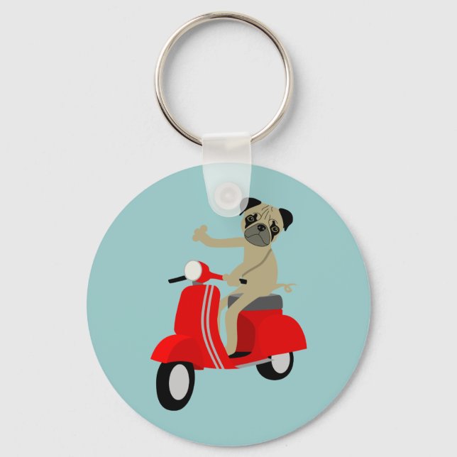 Pug Scooter Key Ring (Front)
