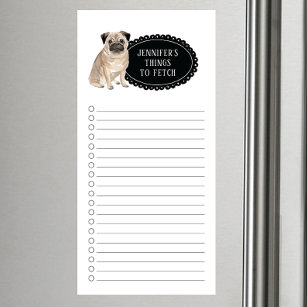 Pug Shopping List  Magnetic Notepad