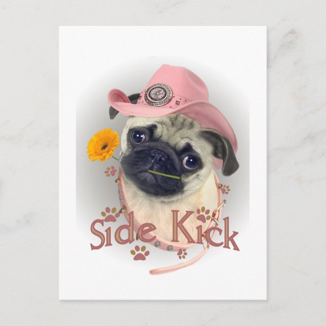 Pug Side Kick Postcard (Front)