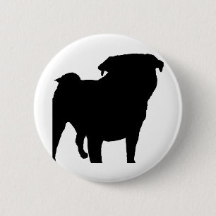 Pug Silhouette 6 Cm Round Badge