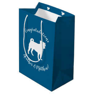 Pug Silhouette Baby Shower Medium Gift Bag