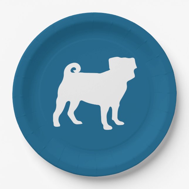 Pug Silhouette Baby Shower Paper Plate (Front)
