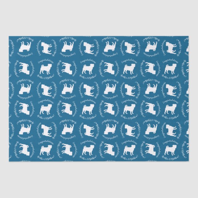Pug Silhouette Baby Shower Tissue Paper (Front)