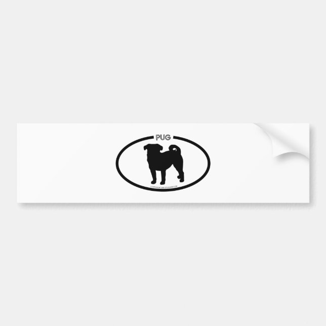 Pug Silhouette Black Bumper Sticker (Front)