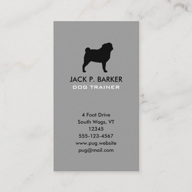 Pug Silhouette Business Card (Front)