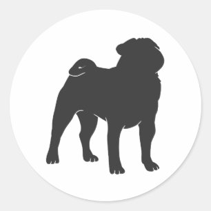 Pug silhouette - Choose background color Classic Round Sticker