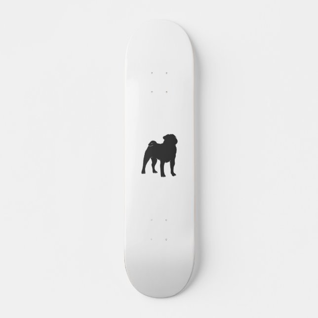 Pug  silhouette  - Choose background color Skateboard (Front)