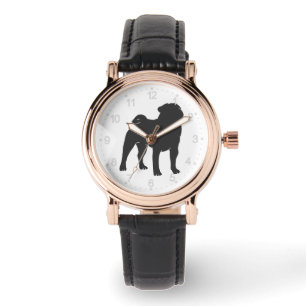 Pug  silhouette  - Choose background colour Watch