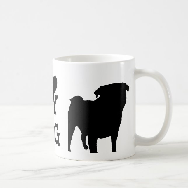 Pug Silhouette Coffee Mug (Right)