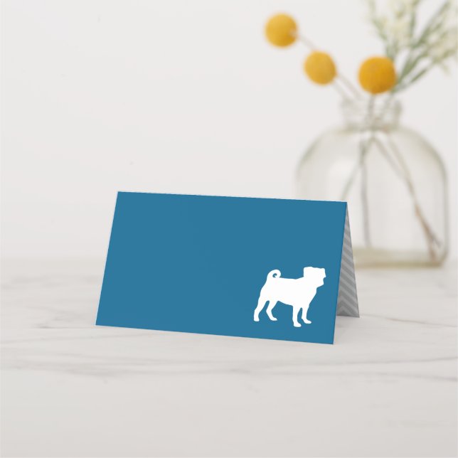 Pug Silhouette Puppy Baby Shower Place Card (Front)